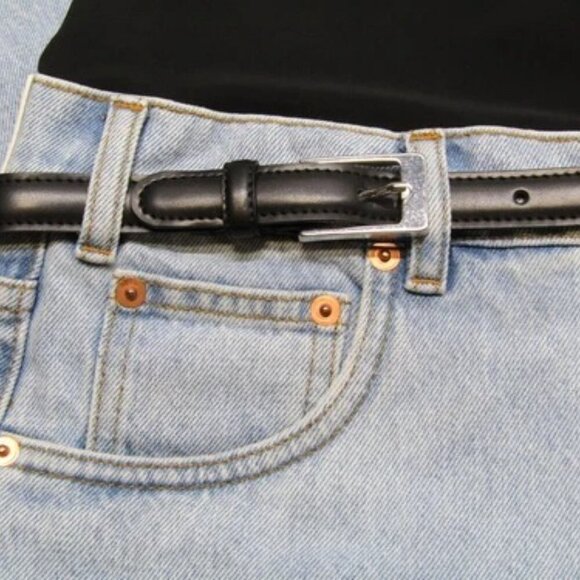 NEW COPERNI Jean Light Blue/Black Size 4 Hybrid Flare Denim Trousers Buckles - Picture 7 of 10